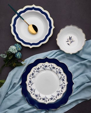 24 Parça Porselen Yemek Takımı Blue Flower 